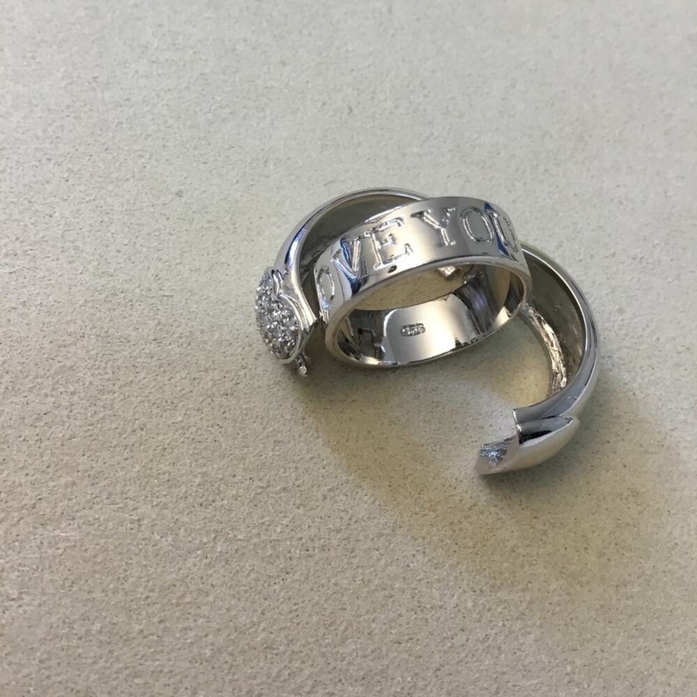 Sterling Silver Heart Crystal "I Love You" Ring - Picture 8 of 13